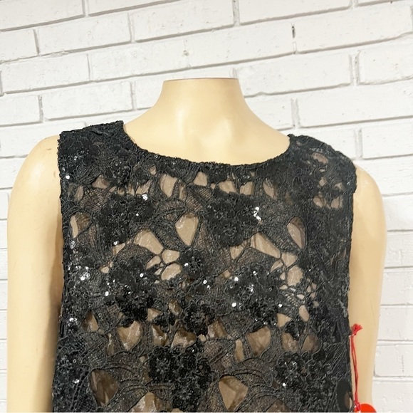 Eva Franco Sheer Embroidered Sequin Tank Top - Picture 2 of 15